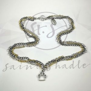 Handmade: 3 chain paw pendant necklace